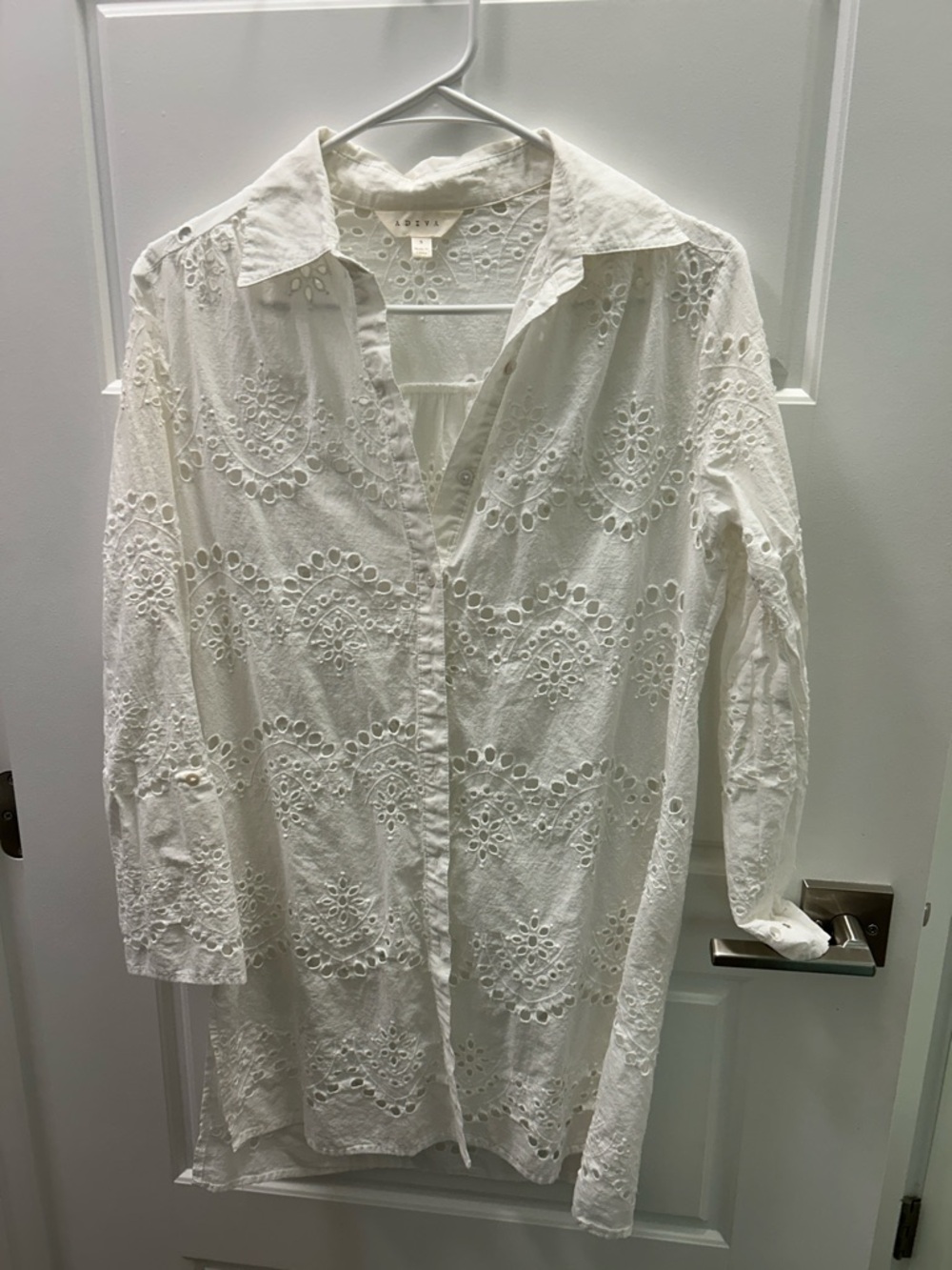Adiva White Eyelet Button Shirt